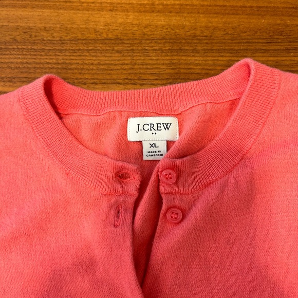 JCrew Factory Bright Pink Crew Neck Button Down Classic Cardigan - Sz XL - Picture 7 of 11